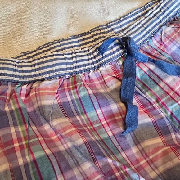 Victorias Secret Med M Lounge PJ Pants Blue Checks Loungewear Pajama Drawstring - Picture 2 of 15